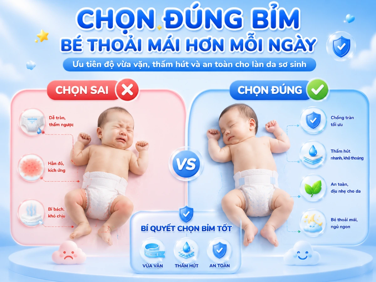 Chọn đúng bỉm giúp bé thoải mái hơn mỗi ngày