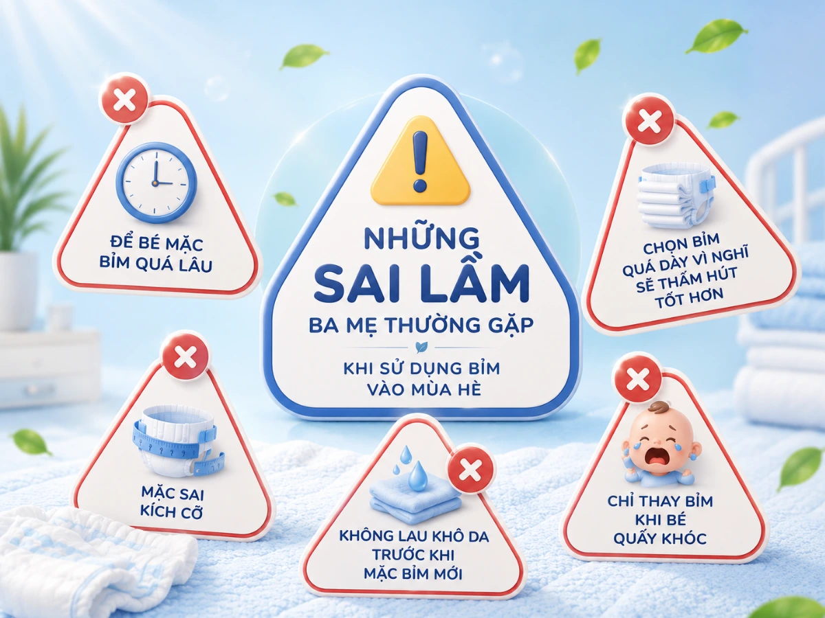 Những sai lầm khi chọn bỉm mùa hè cho bé